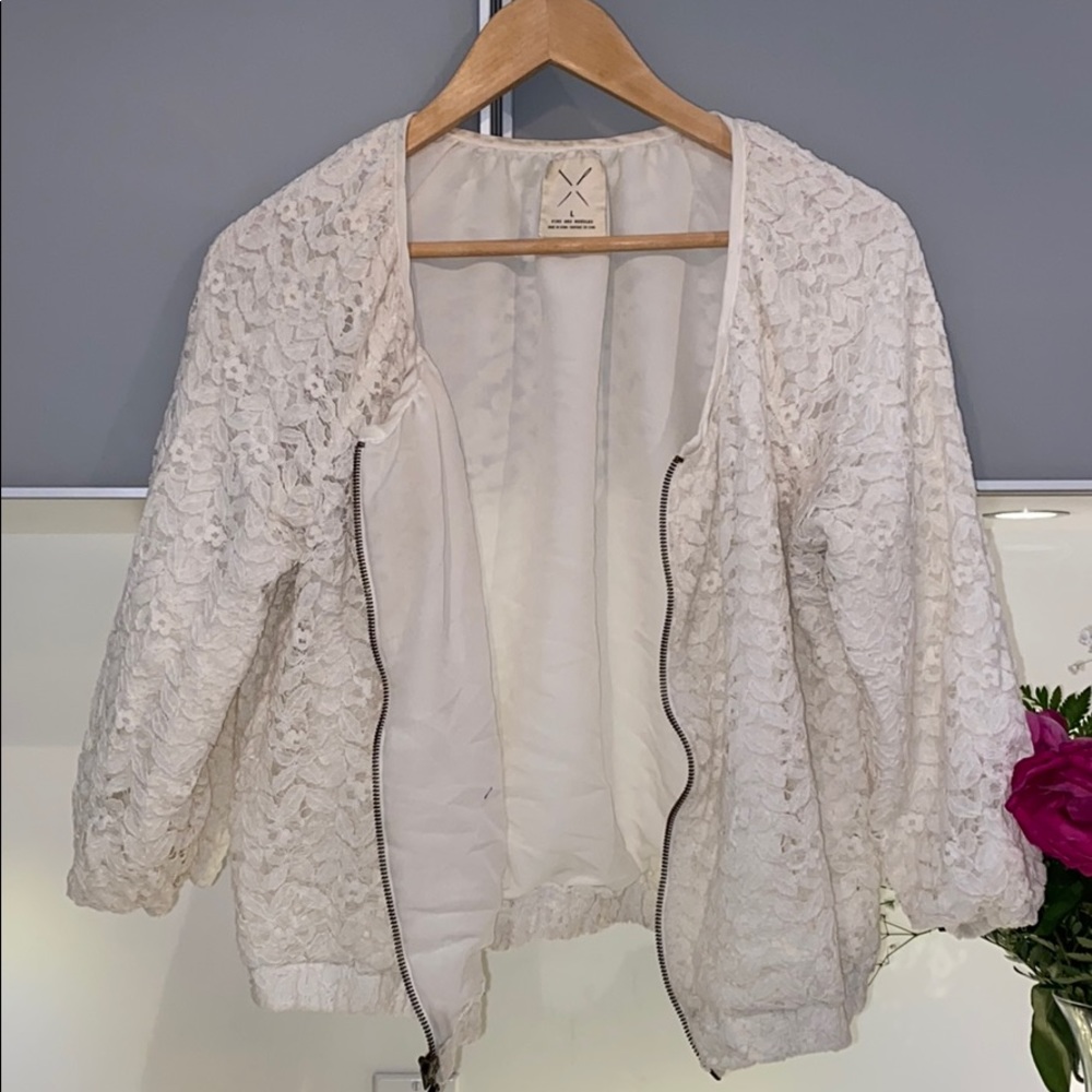 Zip up embroidery bomber jacket